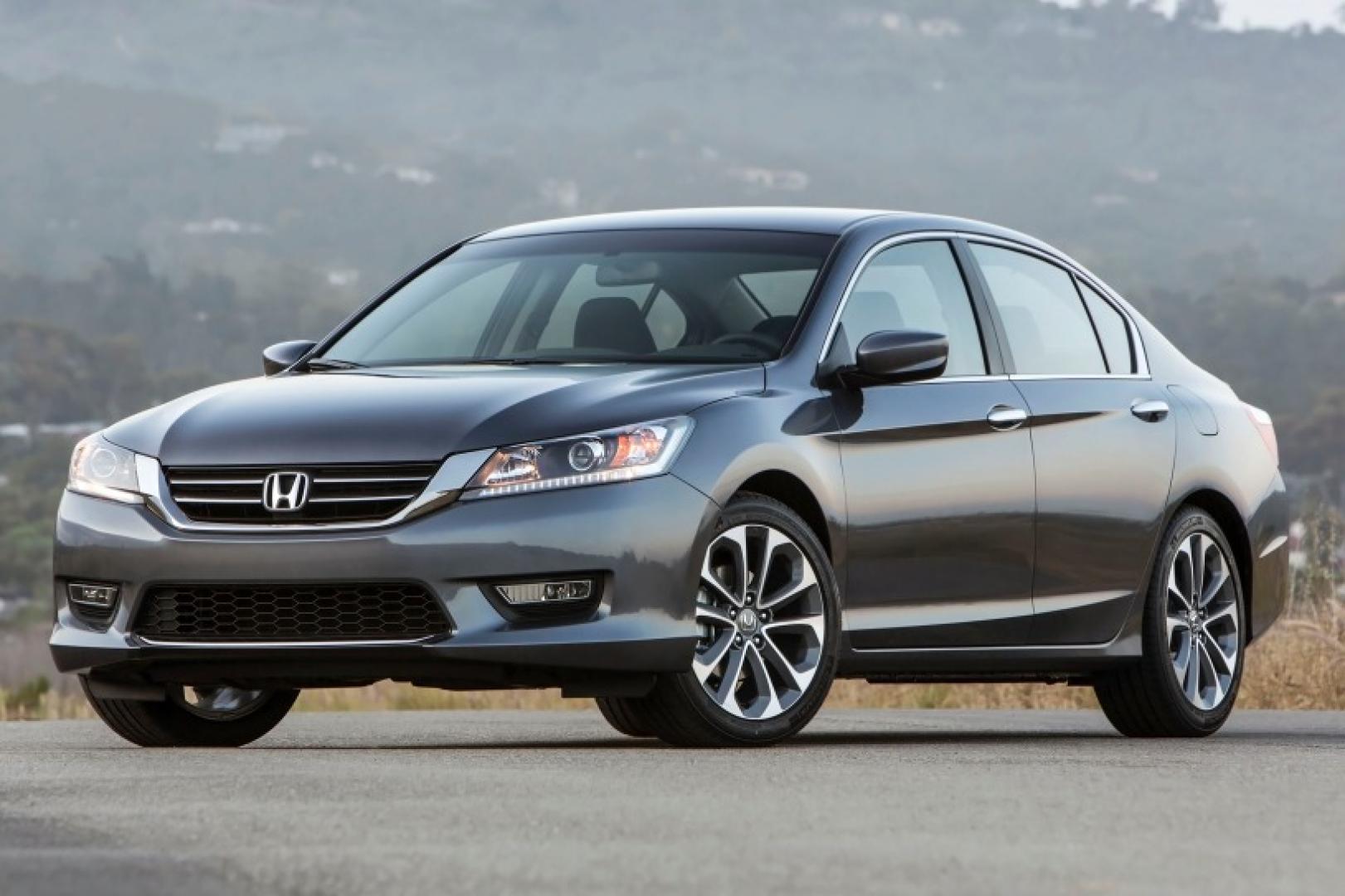 2014 Charcoal /Graphite Honda Accord Sport Sedan CVT (1HGCR2F54EA) with an 2.4L L4 DOHC 16V engine, Continuously Variable Transmission transmission, located at 1313 Las Vegas Blvd, North Port, FL, 34286, (888) 750-6845, 36.002834, -115.201302 - The 2014 Honda Accord earns top honors in the midsize sedan class with its mix of excellent packaging, superb fuel economy and rewarding performance. vehicle overview After last year's complete redesign, which resulted in a slimmer, more fuel-efficient Honda Accord with a higher-end cabin ambien - Photo#0