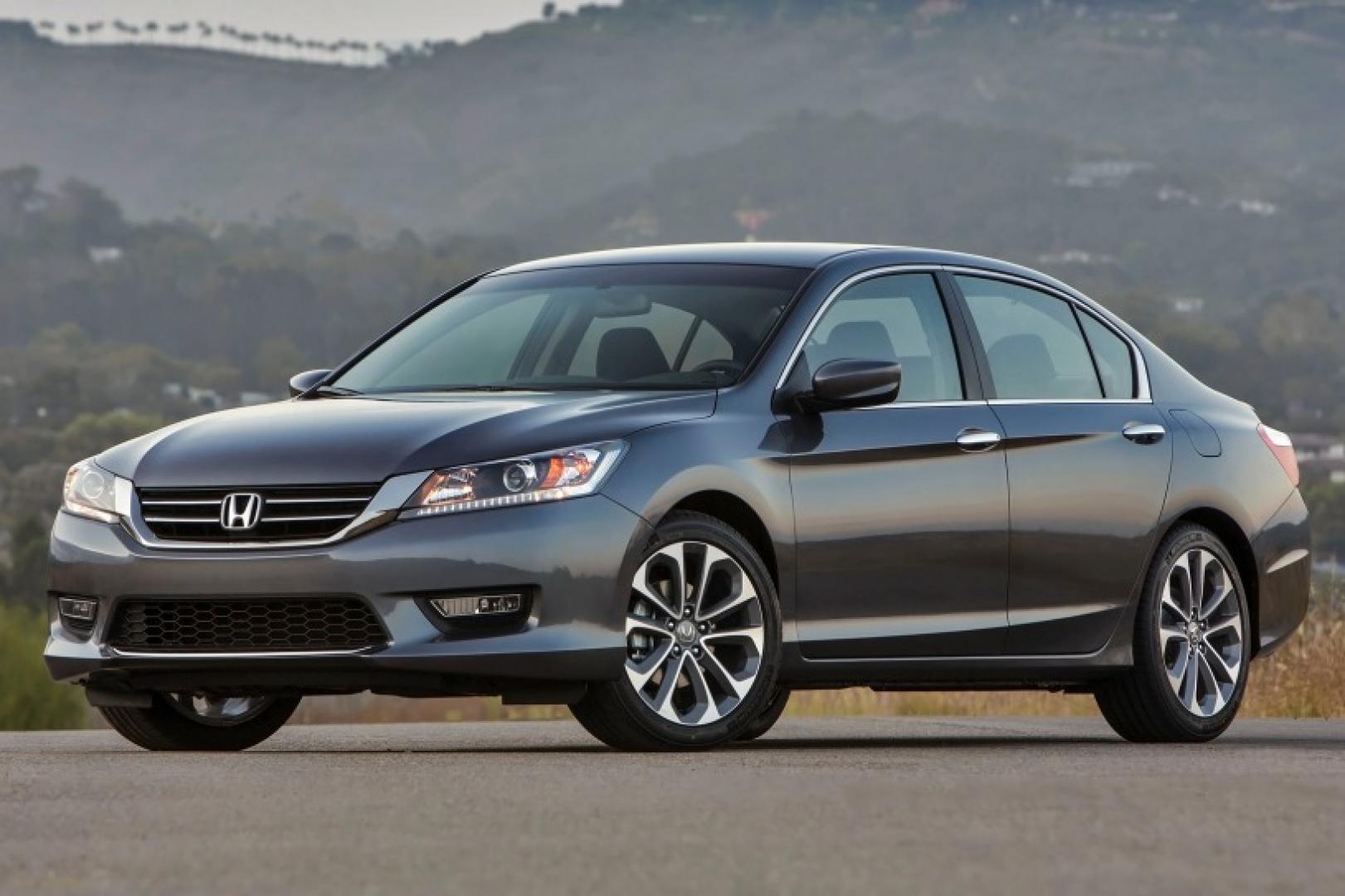 2014 Charcoal /Graphite Honda Accord Sport Sedan CVT (1HGCR2F54EA) with an 2.4L L4 DOHC 16V engine, Continuously Variable Transmission transmission, located at 1313 Las Vegas Blvd, North Port, FL, 34286, (888) 750-6845, 36.002834, -115.201302 - The 2014 Honda Accord earns top honors in the midsize sedan class with its mix of excellent packaging, superb fuel economy and rewarding performance. vehicle overview After last year's complete redesign, which resulted in a slimmer, more fuel-efficient Honda Accord with a higher-end cabin ambien - Photo#1