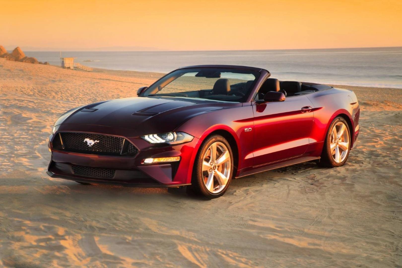 2020 Burgundy /Black Ford Mustang GT Convertible (1FATP8FF9L5) with an 5.0L V8 DOHC 32V engine, Automatic transmission, located at 1313 Las Vegas Blvd, North Port, FL, 34286, (888) 750-6845, 36.002834, -115.201302 - In some ways, the 2020 Ford Mustang is just as you'd expect it to be. It has rear-wheel drive, an available 5.0-liter V8 under the hood, and all sorts of factory options to make it faster, louder, and more distinctive. What you might not expect about the Mustang is the way Ford has committed to the - Photo#0