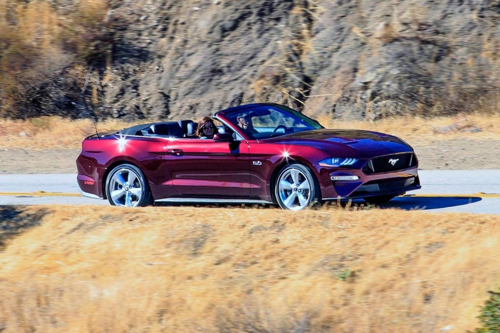 2020 Burgundy /Black Ford Mustang GT Convertible (1FATP8FF9L5) with an 5.0L V8 DOHC 32V engine, Automatic transmission, located at 1313 Las Vegas Blvd, North Port, FL, 34286, (888) 750-6845, 36.002834, -115.201302 - In some ways, the 2020 Ford Mustang is just as you'd expect it to be. It has rear-wheel drive, an available 5.0-liter V8 under the hood, and all sorts of factory options to make it faster, louder, and more distinctive. What you might not expect about the Mustang is the way Ford has committed to the - Photo#3